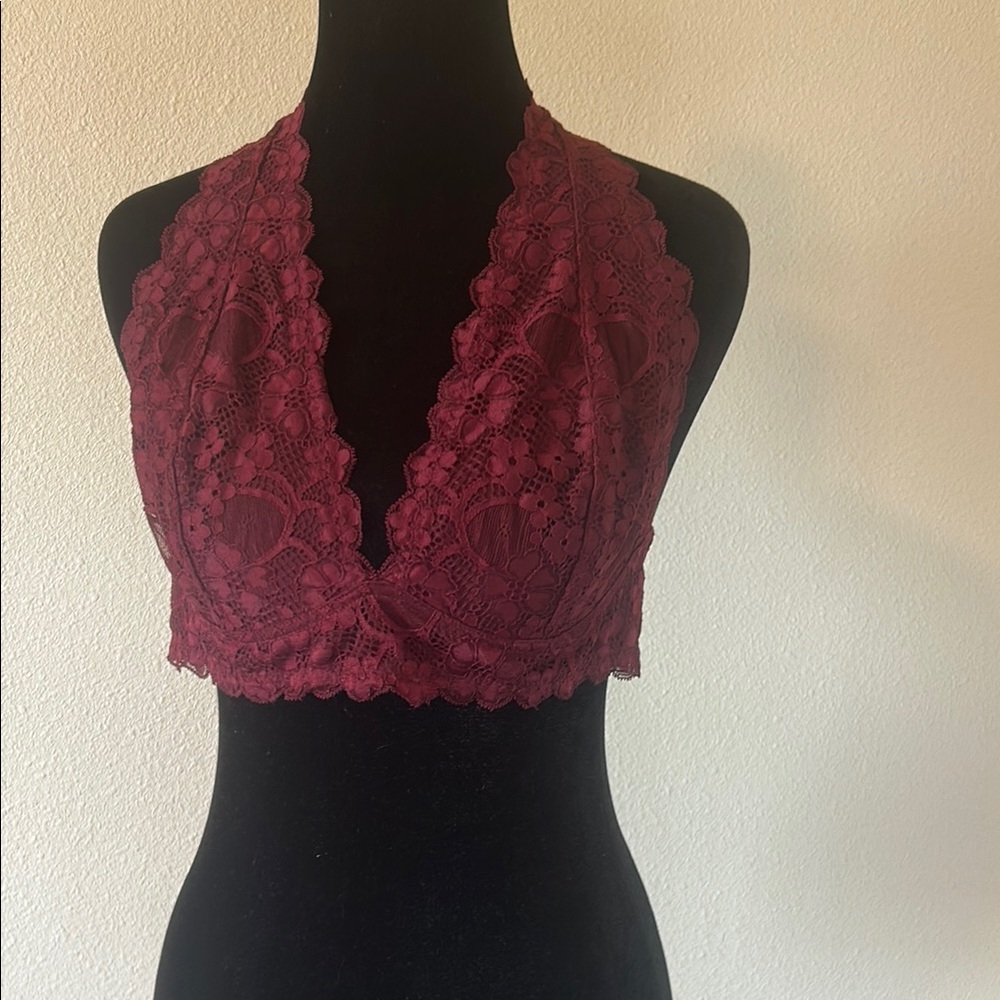 Free People Burgundy Lace Bralette